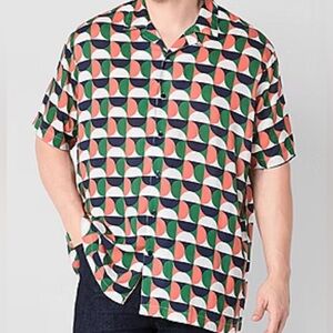 Shaquille O'Neal XLG Men Short Sleeve Regular Fit Big and Tall Button-Down Shirt